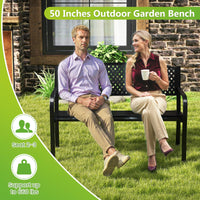 Tangkula 50 Inches Garden Bench with Patterned Backrest and Curved Armrests
