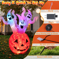 Tangkula 6 FT Halloween Lighted Inflatable 3 Ghosts in Pumpkin