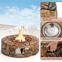 Ensemble de meubles de patio 7 pièces Tangkula avec table brasero au propane de 40 000 BTU (marron)