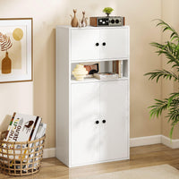 Tangkula 44” Tall Bookshelf with Doors 5-Tier Floor Standing