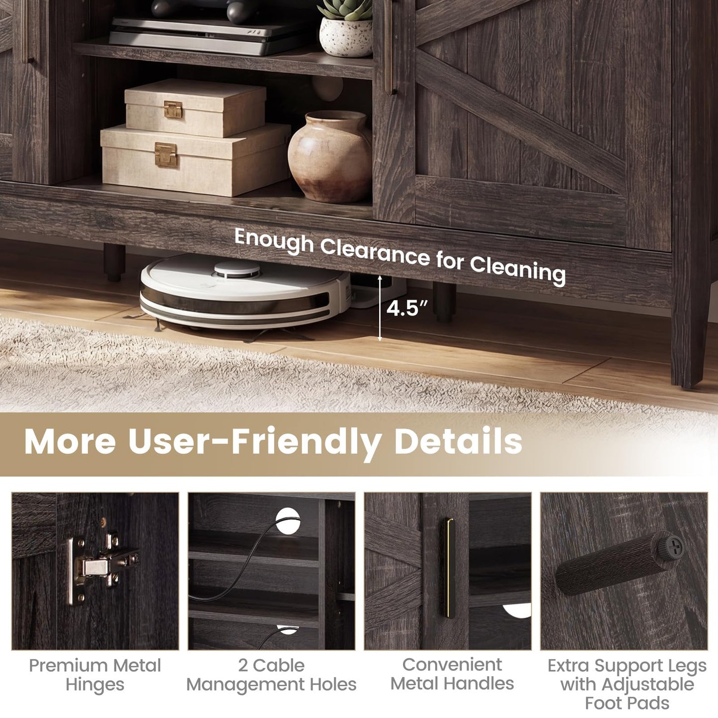 Tangkula Farmhouse TV Stand for TVs up to 65 Inches