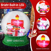 Tangkula 4.2 FT Christmas Inflatable Santa Snow Globe, Light Up Crystal Ball with Santa, Snowman & Road Sign