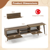 Tangkula Farmhouse TV Stand with 2 Wall Shelves for Living Room