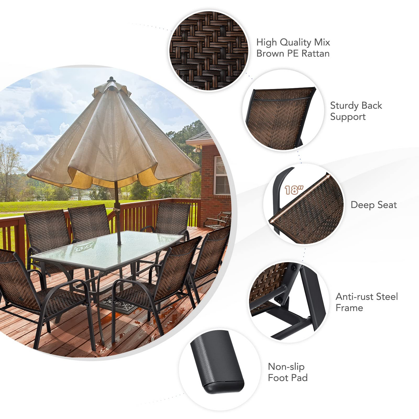Tangkula Outdoor PE Wicker Stackable Chairs