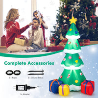 Tangkula 6 FT Inflatable Christmas Tree, Blow up Christmas Tree with 3 Gift Boxes, Self Inflating X-mas Tree with LED Lights