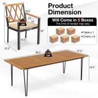 Tangkula 9 Pieces Patio Dining Set Outdoor Furniture Set