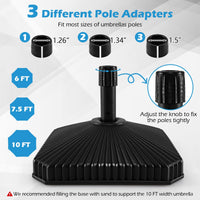 Tangkula Square Umbrella Base 44 lbs Water & Sand Filled Shell Shaped Patio Umbrella Weoghts