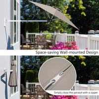 Tangkula 8 FT Wall Mounted Patio Umbrella with Adjustable Pole