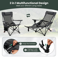 Tangkula Reclining Camping Chair with Removable Footrest