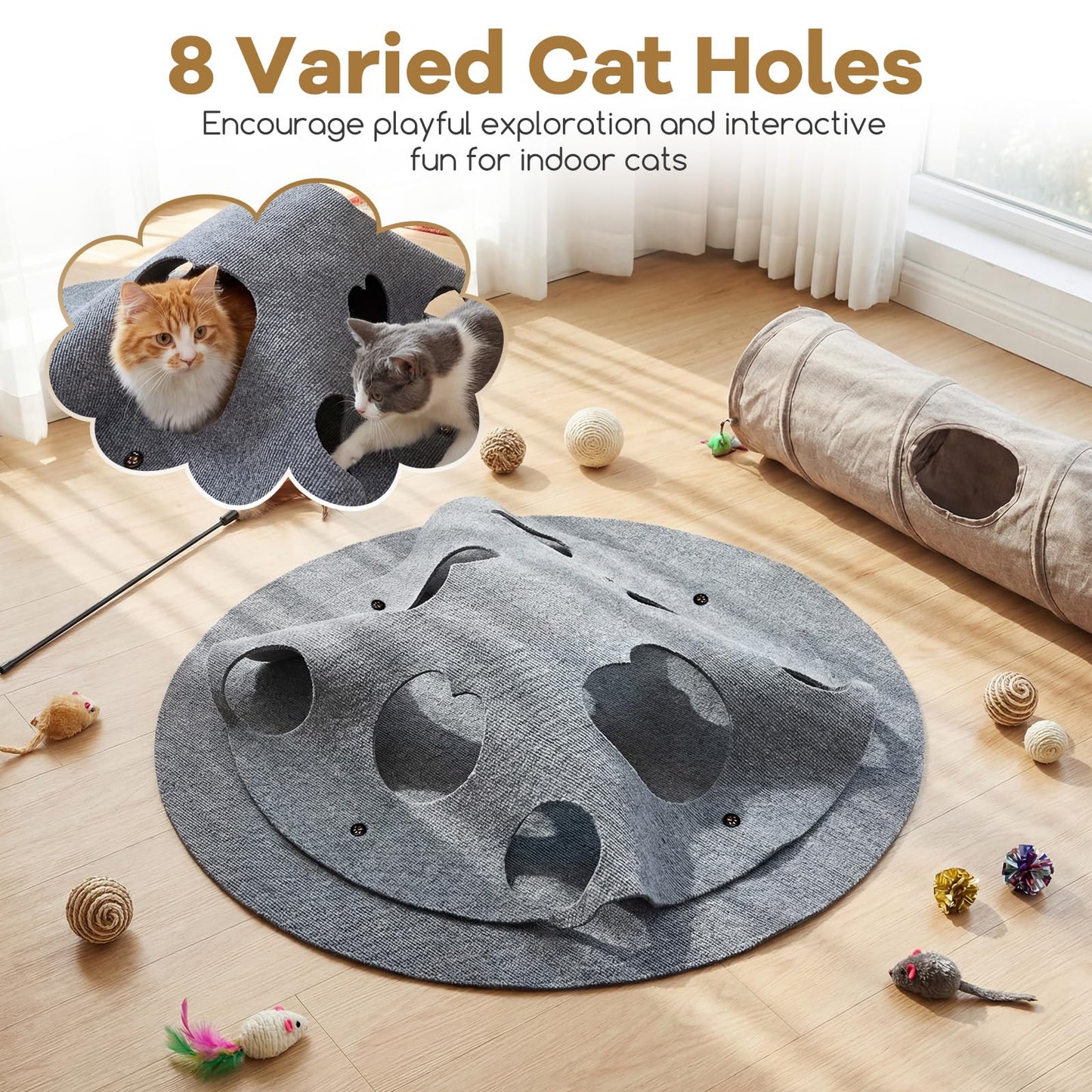 Tangkula Grand tapis tunnel rond de 102 cm pour chats d'intérieur