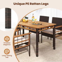 Tangkula Ensemble de 6 meubles de salle à manger d'extérieur avec trou pour parasol de 5 cm, banc sans dossier rembourré et 4 fauteuils