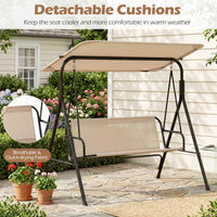 Tangkula 3 Person Porch Swing Outdoor Swing with Removable Cushions