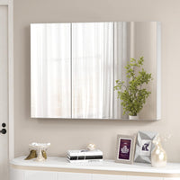 Tangkula 36" Wide Wall Mount Mirrored Bathroom Medicine Cabinet Storage 3 Mirror Door