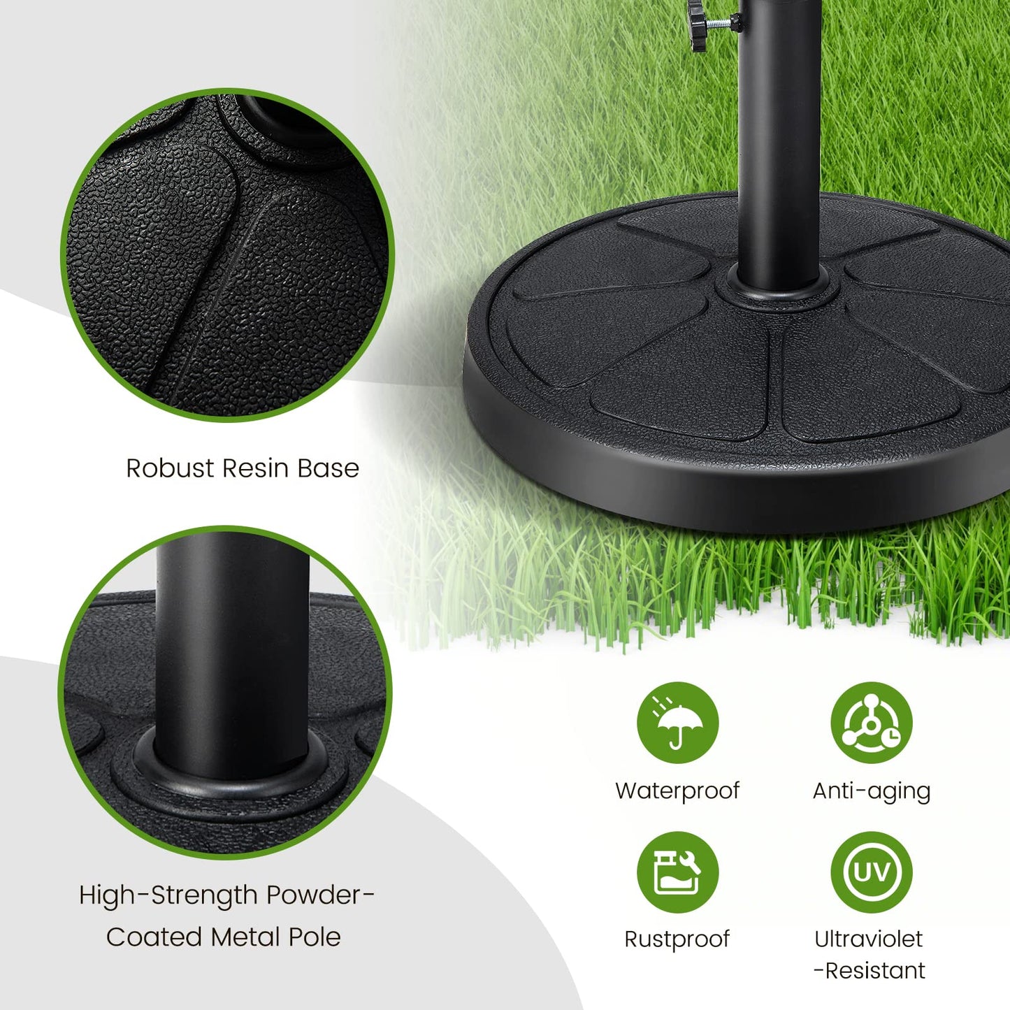 Tangkula Umbrella Base, 31 lbs Capacity Heavy-Duty Patio Outdoor Round Umbrella Stand for 9 ft Umbrella