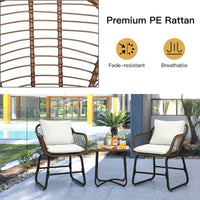Tangkula 3 Pieces Patio Bistro Set with Comfortable Cushions & Adjustable Foot Pads