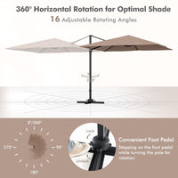TANGKULA 9.5 FT Cantilever Patio Umbrella, Outdoor Square Offset Umbrella with 360-degree Rotation