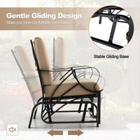 Tangkula Outdoor Patio Glider, Metal Framed Gliding Chair with Cushion