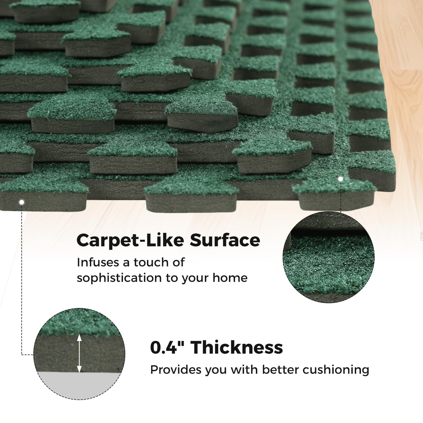 Tapis d'exercice emboîtables 60 x 60 cm avec bords pour salon
