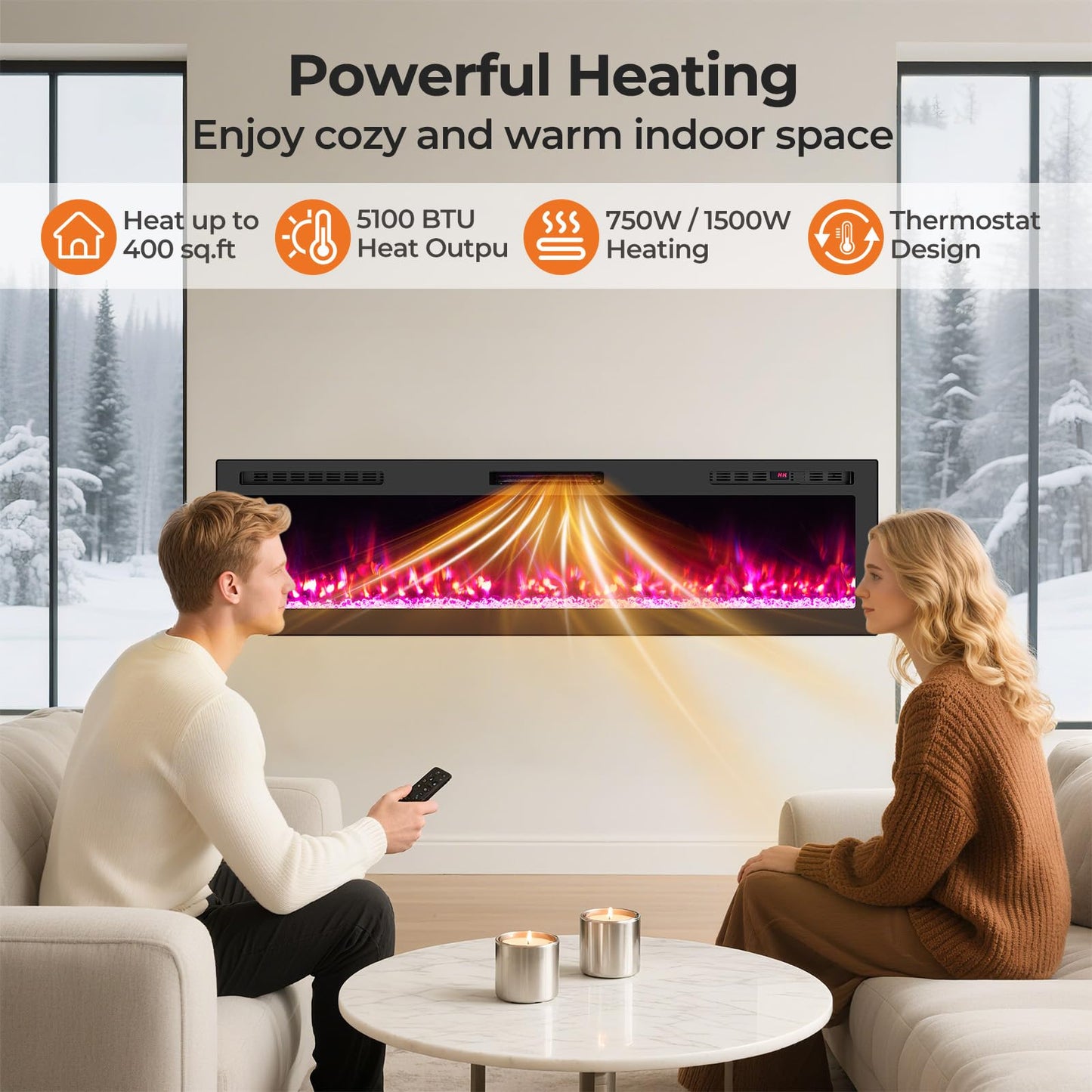 Tangkula 68” Wi-Fi Enabled Electric Fireplace