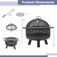 Tangkula 24 Inch Heavy-Duty Metal Fire Pit for Outside Wood Burning for Camping Bonfire