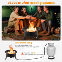 Tangkula Portable Propane Fire Pit with Carry Strap Lid & Folding Legs Tank Base Holder
