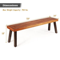 Outdoor Acacia Wood Bench, Patio Dining Bench Picnic Bench with Steel Legs