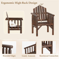 Tangkula Outdoor Wood Armchair Wooden Patio Dining Chair with Armrests