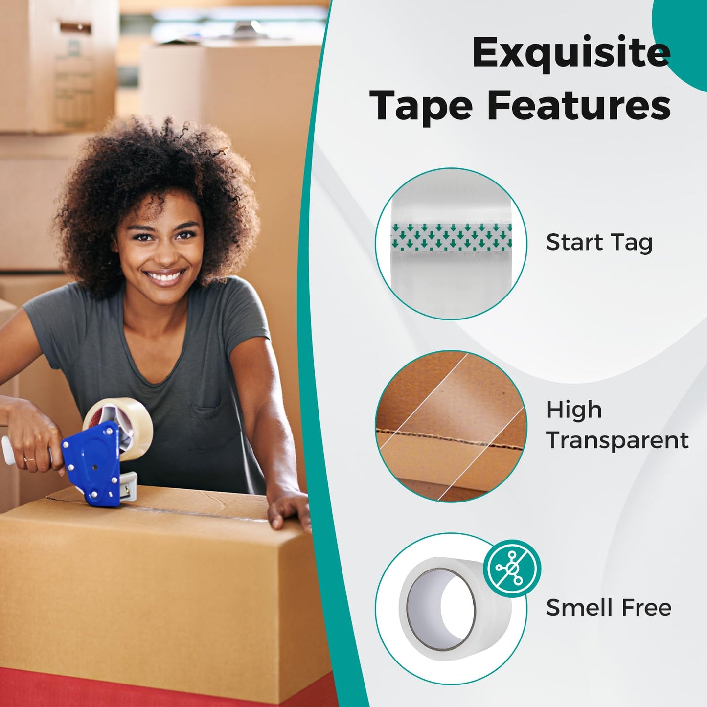 Tangkula Heavy Duty Packing Tape, 72 Rolls, Total 4724 Yards