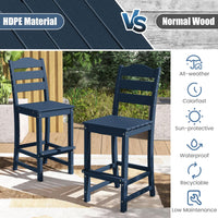 Tangkula Patio HDPE Barstool | Outdoor High Top Bar Chair w/Backrest & Footrest (1/2/4)