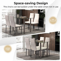 Tangkula 5 PCS Dining Table Set Modern Tempered Glass Top