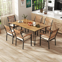 Tangkula 63-Inch Outdoor Dining Table, Patio Dining Table for 6 People w/Acacia Wood Tabletop & Metal Legs