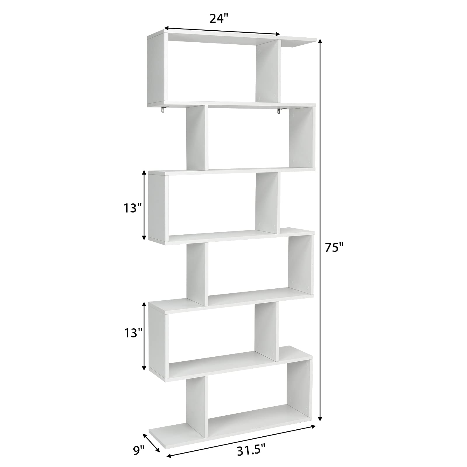 6-Tier Wooden Bookcase - Tangkula