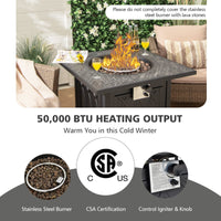 Tangkula 32 Inches Gas Fire Pit Table, 50,000 BTU Square Propane Firepit (Black)