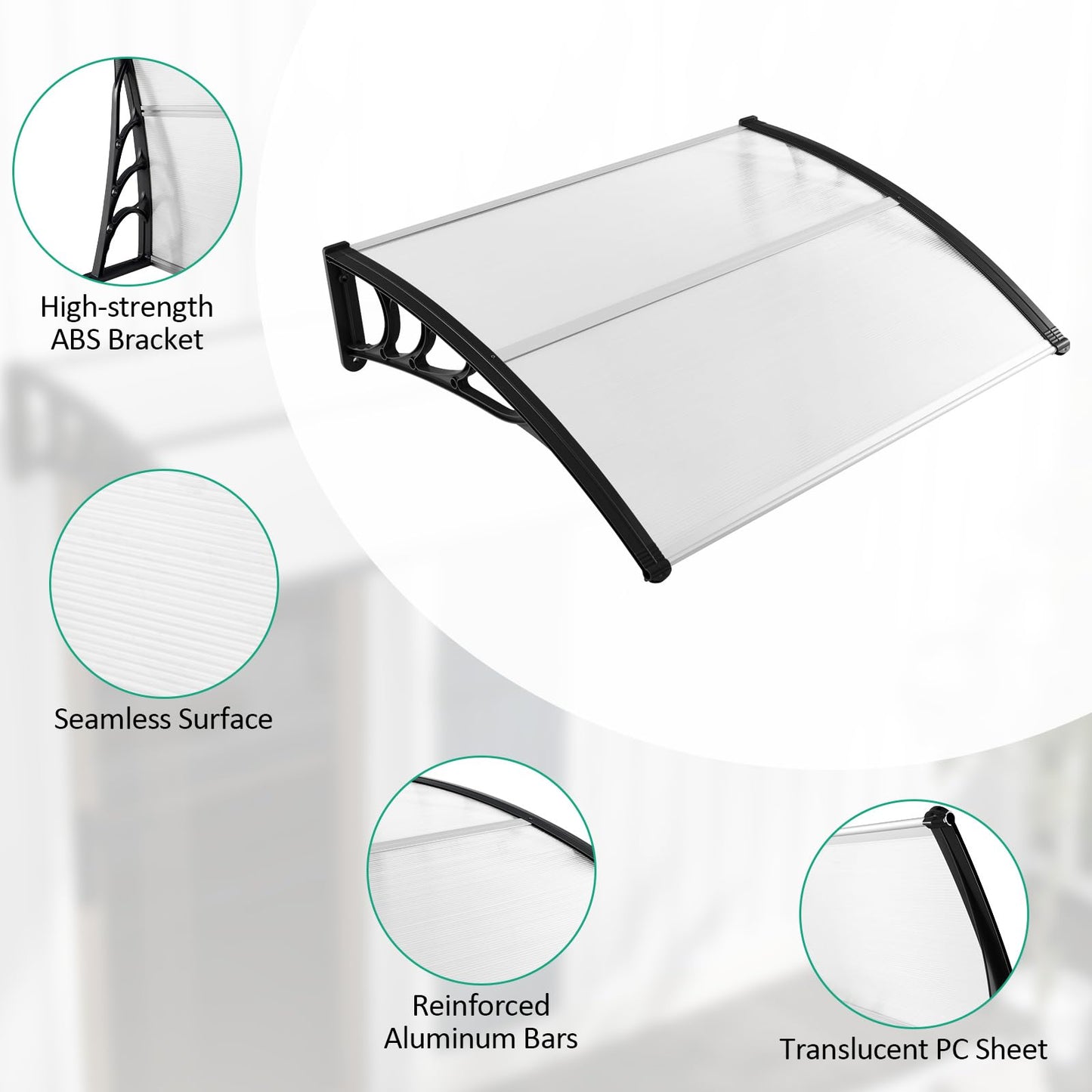 Tangkula 40" x 48" Window Awning, Modern Polycarbonate Overhead Door Awning