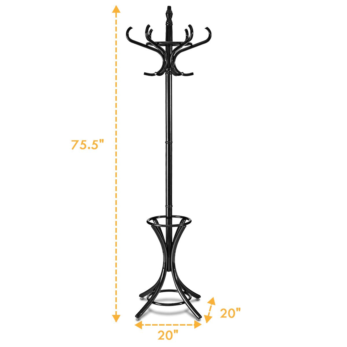 Tangkula Standing Coat Rack Wood 12 Hooks