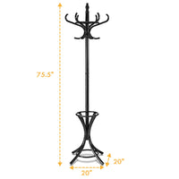 Tangkula Standing Coat Rack Wood 12 Hooks
