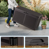 Tangkula 100 Gallon Outdoor Storage Box with 2 Smooth Wheels