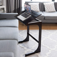 Bamboo TV Tray Sofa Side Table, 7 Angles Adjustable Couch Table