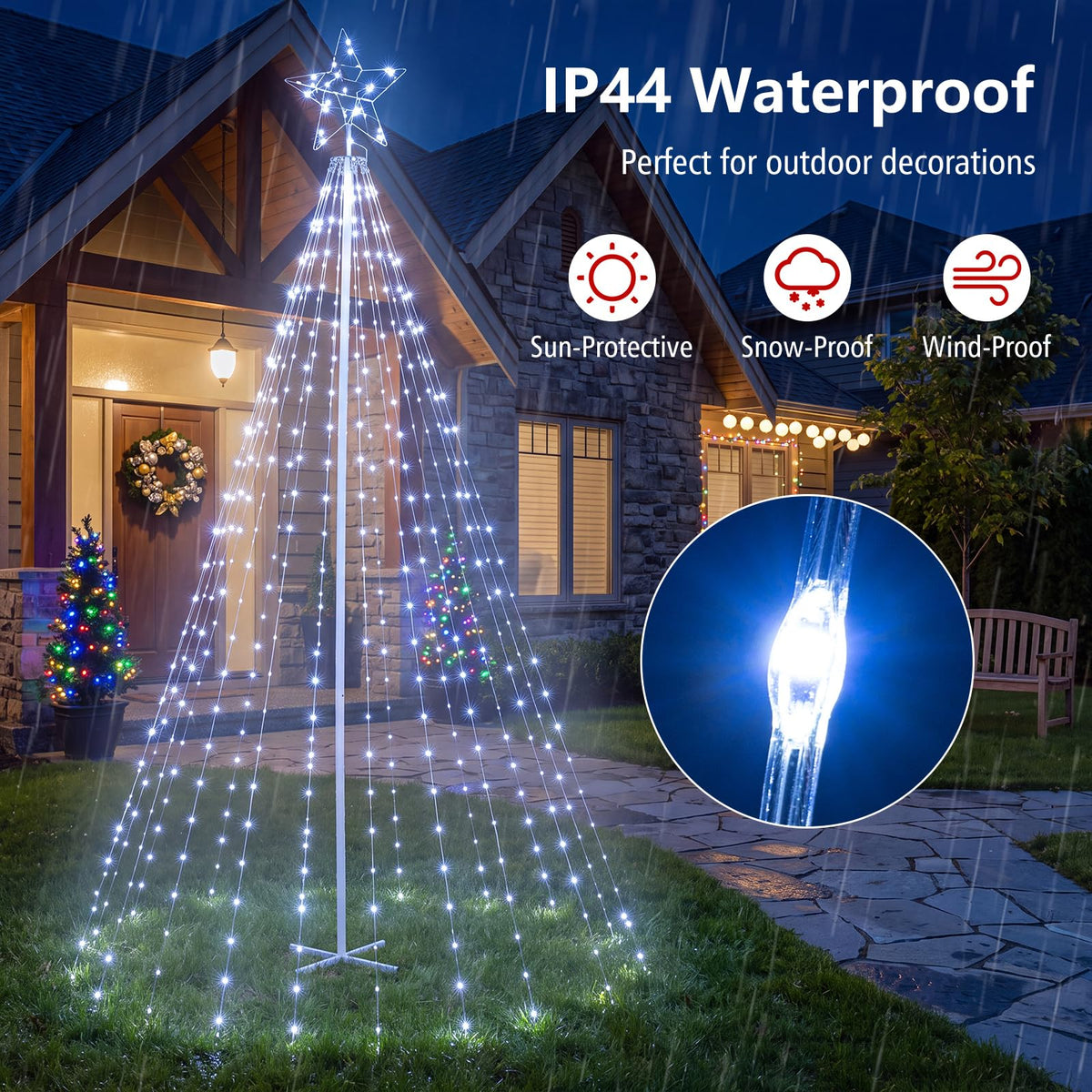 Tangkula 10 FT Outdoor Christmas Tree Star String Lights