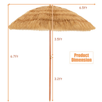 Tangkula 6.5ft Thatched Tiki Umbrella, Hawaiian Style Beach Patio Umbrella with Adjustable Tilt