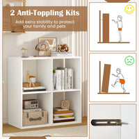 Tangkula 4-Cube Bookcase, 3-Tier Bookshelf with Open Compartments