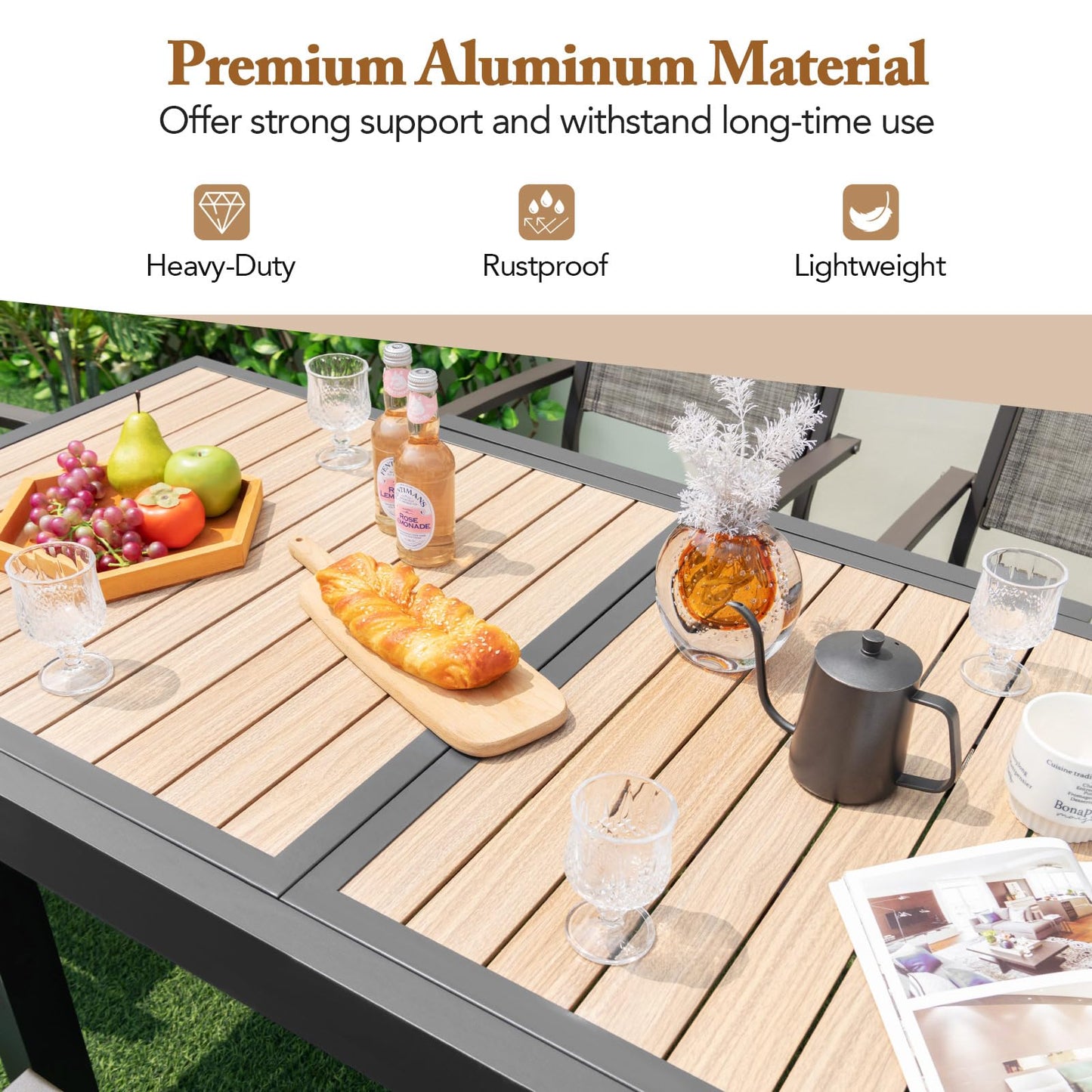 Tangkula Extendable Outdoor Dining Table Patio Dining Table