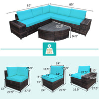Tangkula 6 Piece Wicker Patio Furniture Set for Backyard