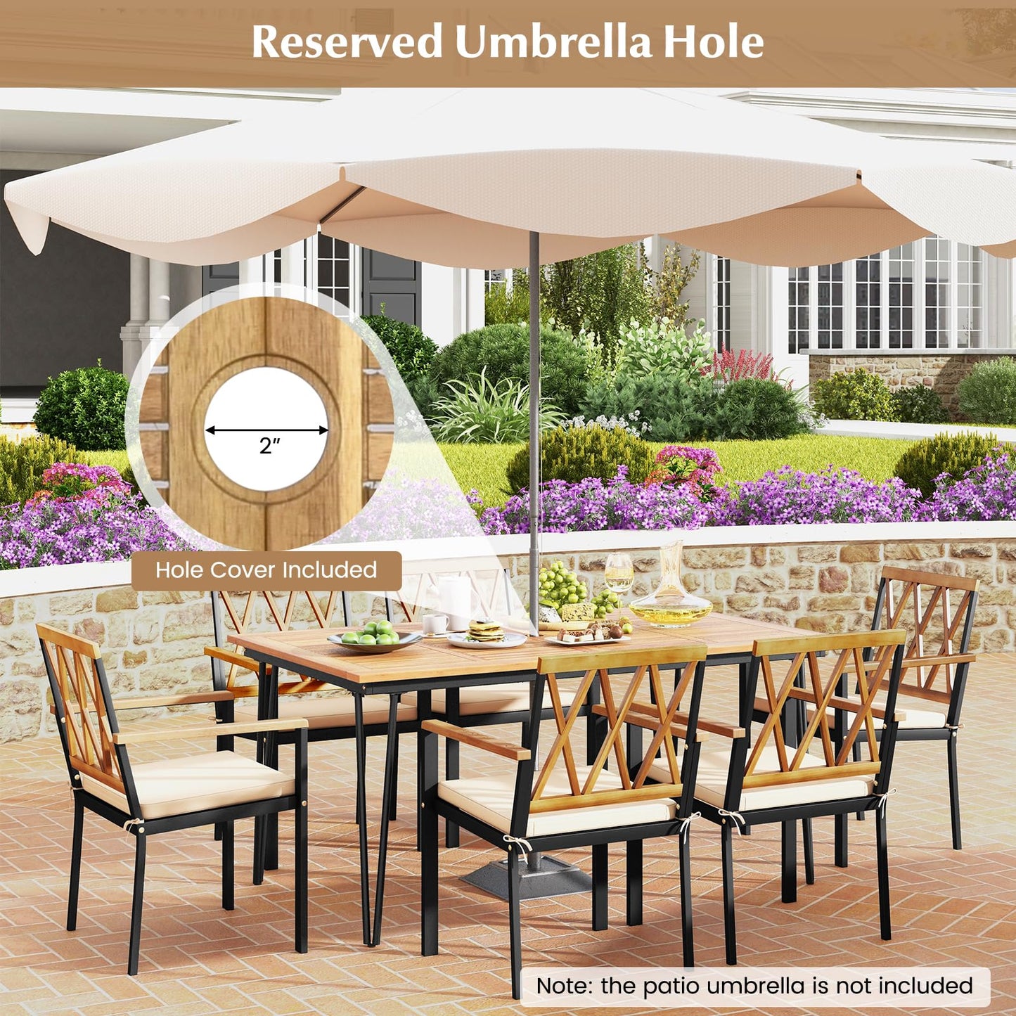 Tangkula 7-Piece Patio Dining Set（Natural & Black）