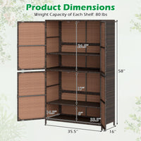 Tangkula Rattan Outdoor Storage Cabinet with 2 Adjustable Shelves