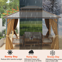 TANGKULA 12 X 10 FT Hardtop Gazebo w/Netting, Curtain