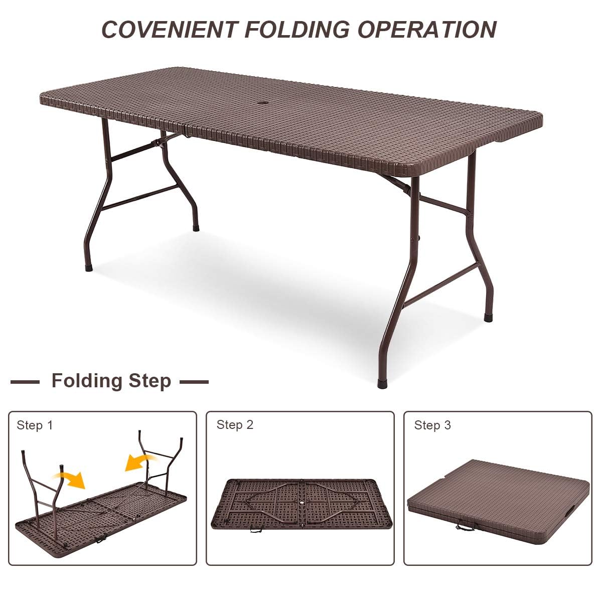 TANGKULA 6' Folding Table with Carrying Handle