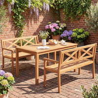 Tangkula Acacia Wood Outdoor Loveseat Bench