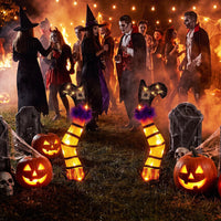 Tangkula Set of 2 Halloween Lighted Witch Legs Decorations with Stakes