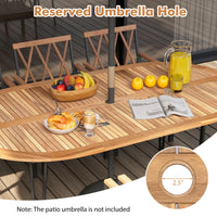 Ensemble de salle à manger Tangkula 9 pièces avec plateau en bois d'acacia et trou pour parasol